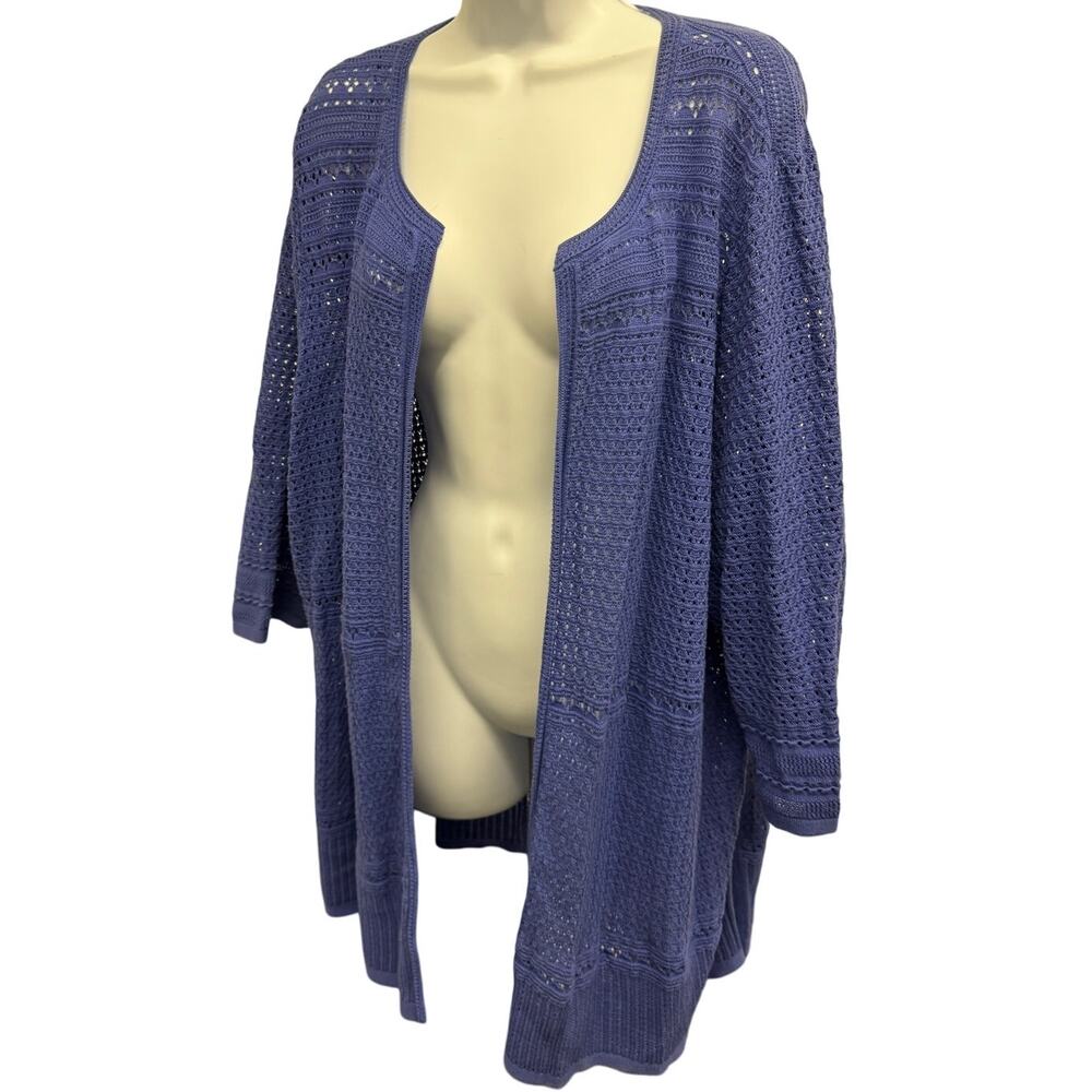 Talbots Cardigan Womens 3Xp Open Front purple Blue Beach Coastal Cruise petite